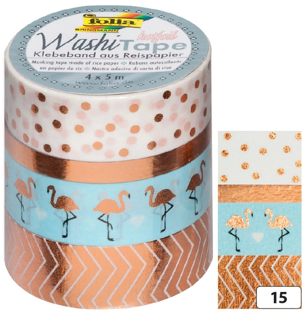 Een folia deco-plakband washi-tape hotfoil goud 4 stuks set koop je bij NiceSupplies.nl