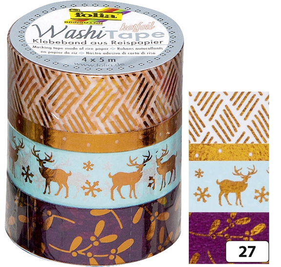 Een folia deco-plakband washi-tape hotfoil zilver iii 4 stuks set koop je bij NiceSupplies.nl