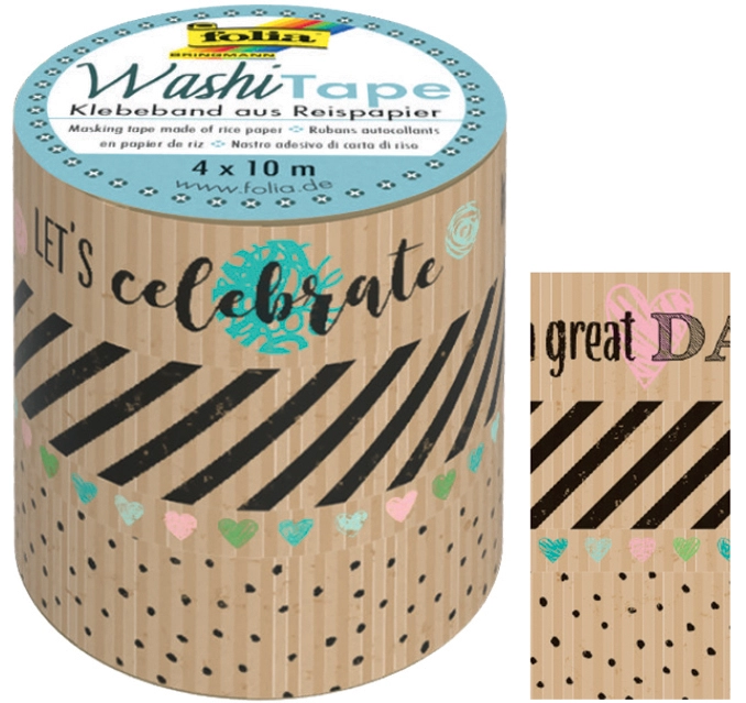 Een folia deko-plakband washi-tape kraftpapier i 4 stuks set koop je bij NiceSupplies.nl