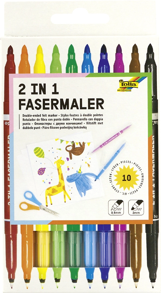 Een folia dubbel -viltstift 2 in 1 10 stuks etui koop je bij NiceSupplies.nl