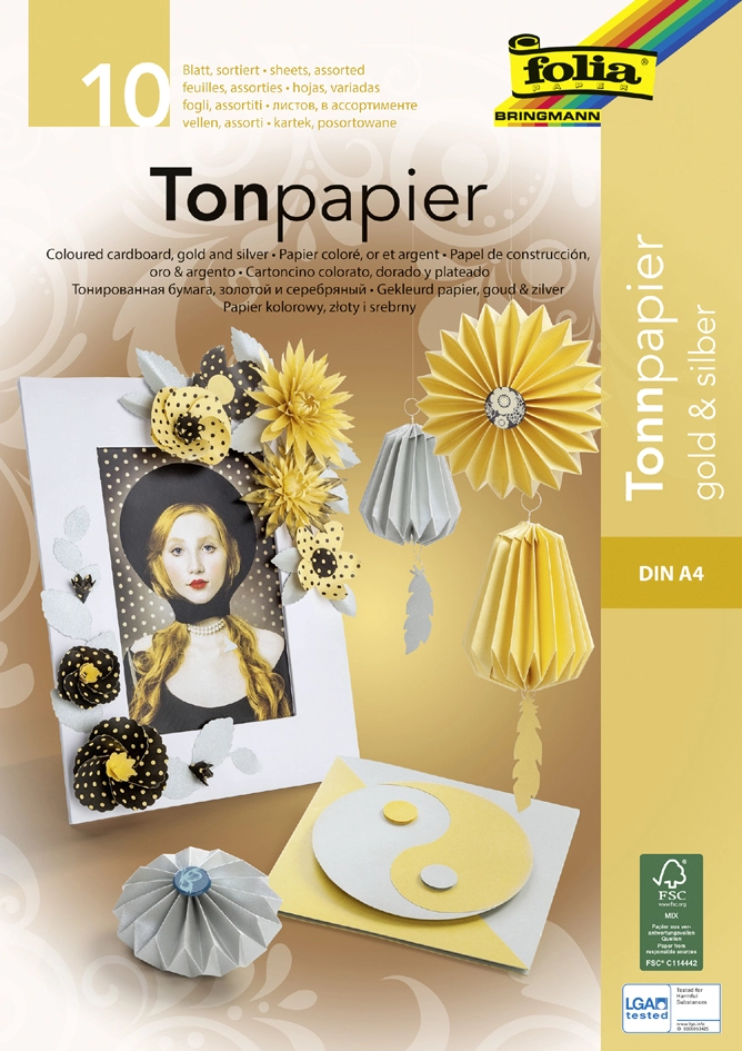 Een folia gekleurd papierblok din a4 130gr gold en zilver koop je bij NiceSupplies.nl