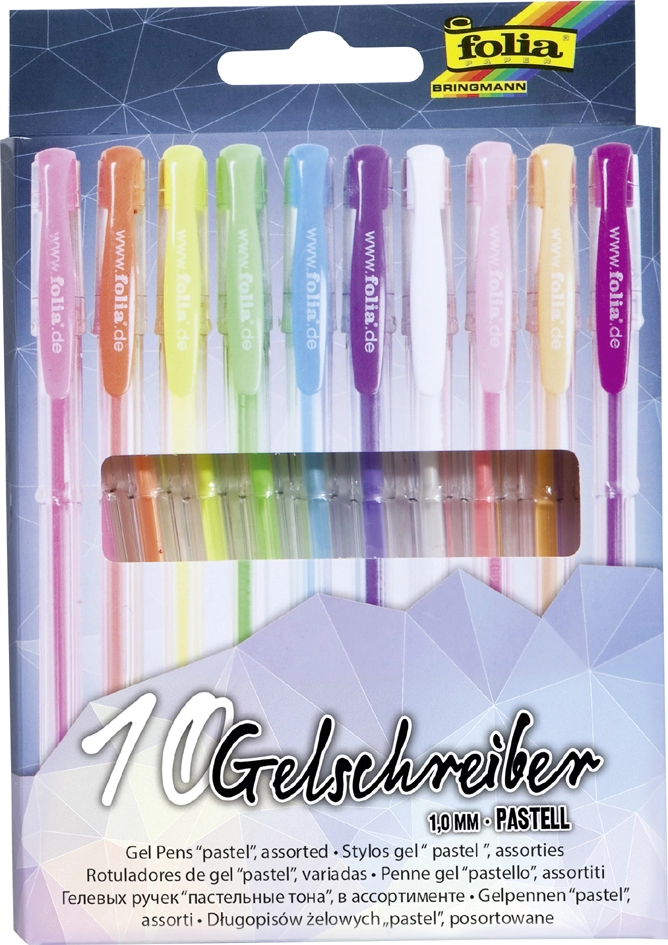 Een folia gelschrijver pastel gekleurd assorti 10 stuks etui koop je bij NiceSupplies.nl