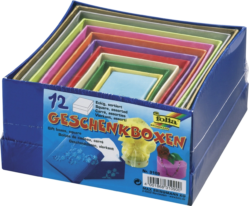 Een folia geschenkboxen rond 12 stuks formaatn/farben assorti koop je bij NiceSupplies.nl