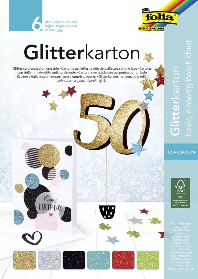 Een folia glitterkarton-blok pastel 170x245mm 300gr koop je bij NiceSupplies.nl