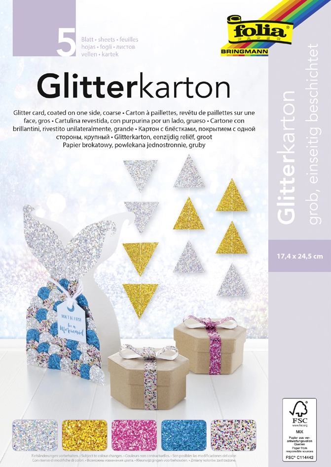 Een folia glitterkarton grob 174x245 mm 300gr koop je bij NiceSupplies.nl