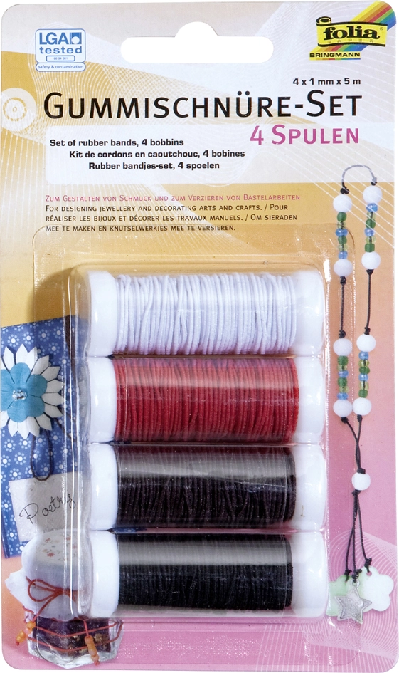 Een folia gummischn?re basic 4 kleuren à 5 m assorti koop je bij NiceSupplies.nl