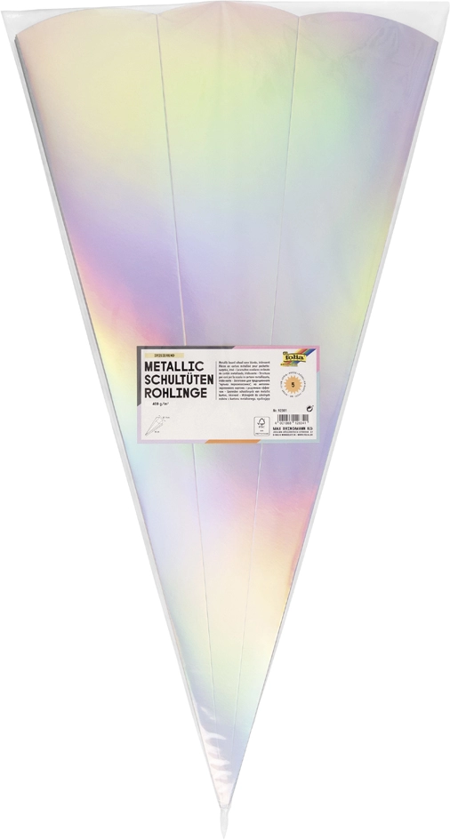 Een folia metallic-schooltassen-zuschnitt 6-hoekig lichtblauw koop je bij NiceSupplies.nl