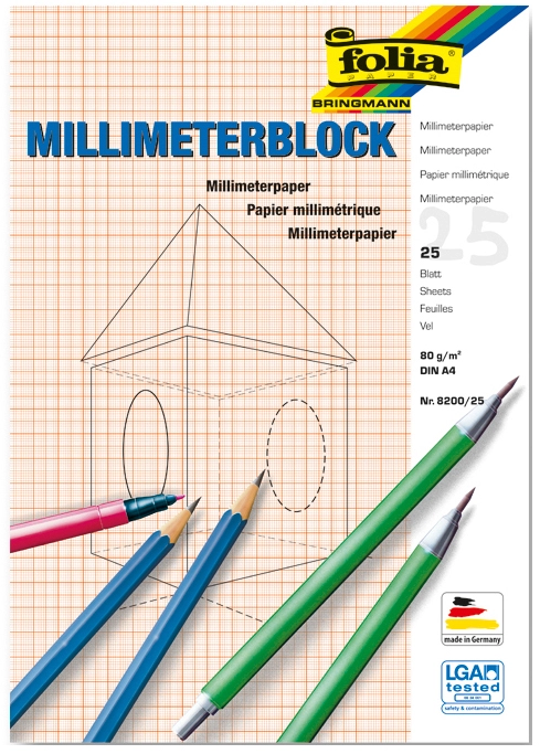 Een folia millimeterpapier-blok din a4 80gr 25 vel koop je bij NiceSupplies.nl