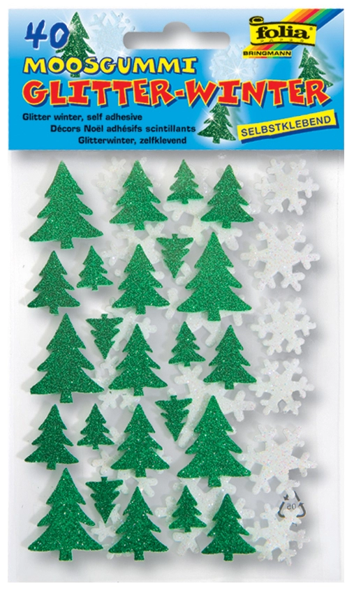 Een folia moosgummi glitter-sticker winter assorti koop je bij NiceSupplies.nl