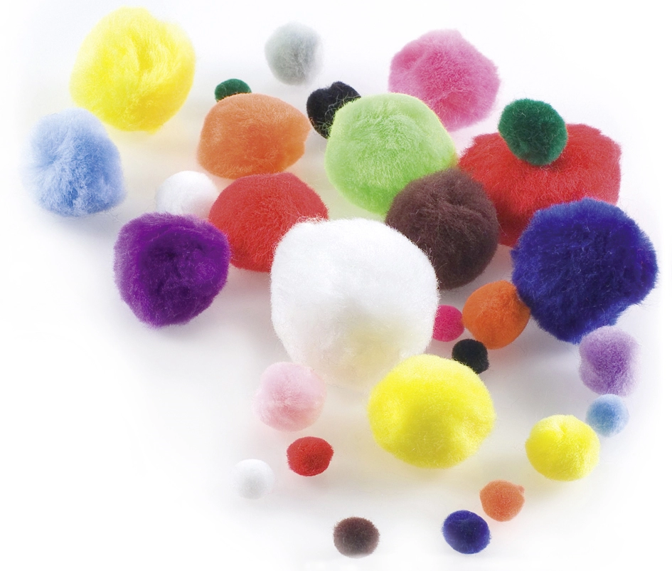 Een folia pompons 100 stuks formaten en kleuren assorti koop je bij NiceSupplies.nl