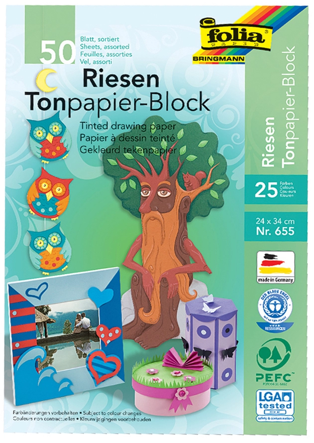 Een folia riesen gekleurd papierblok b240xh340mm 130gr koop je bij NiceSupplies.nl