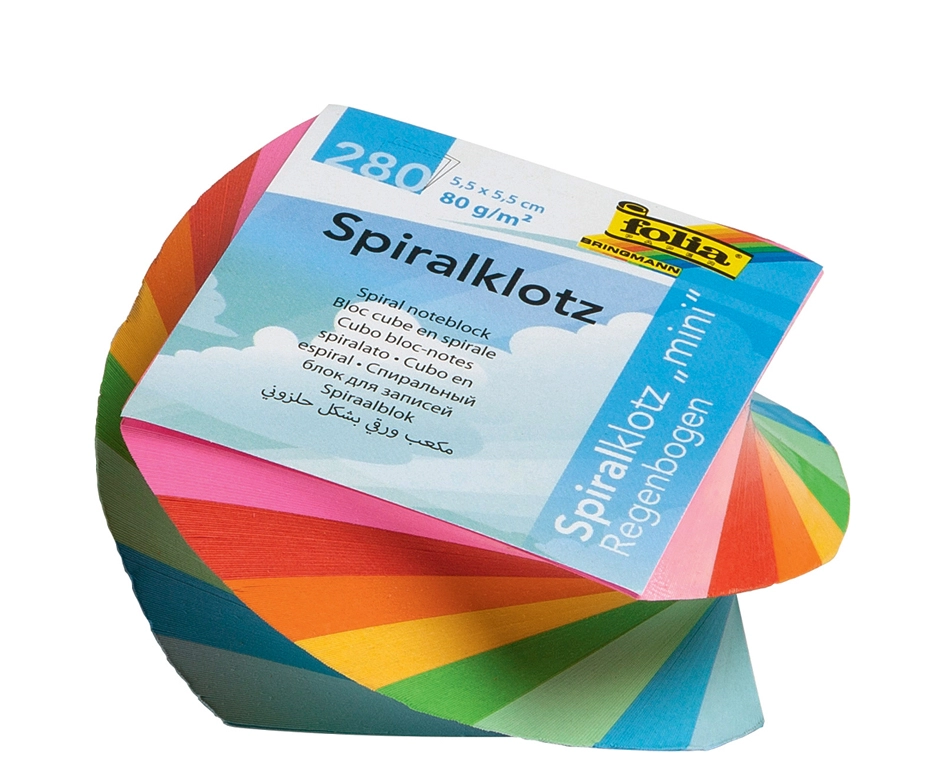 Een folia spiraal memokubus midi 75x75mm gekleurd assorti koop je bij NiceSupplies.nl