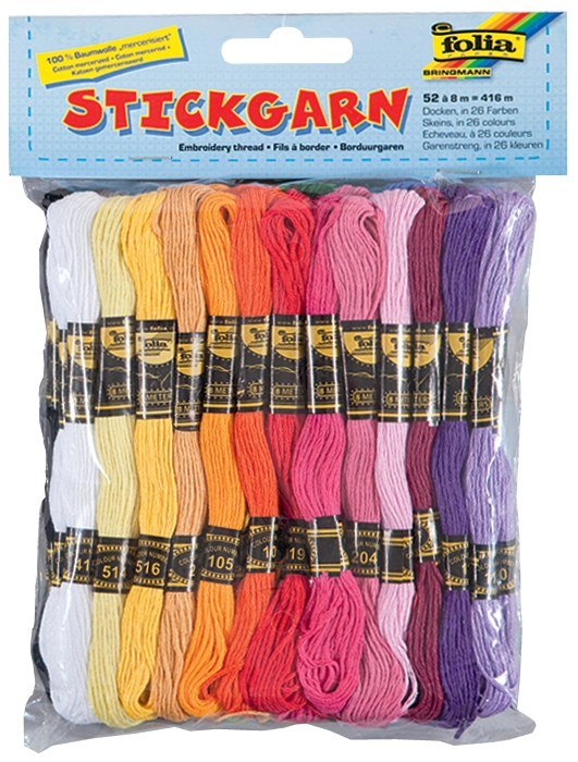 Een folia stickgarn 52 docken 8 m assorti kleuren koop je bij NiceSupplies.nl