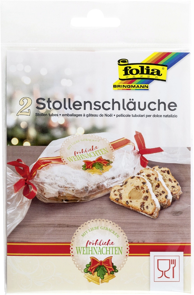 Een folia stollenschläuche met kerst bedrukking transparant koop je bij NiceSupplies.nl