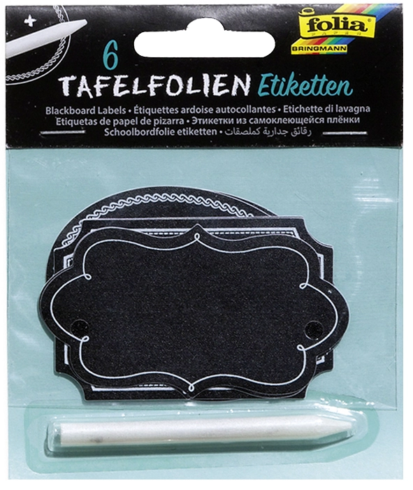 Een folia tafel-etiketten inclusief specksteenstift zwart koop je bij NiceSupplies.nl