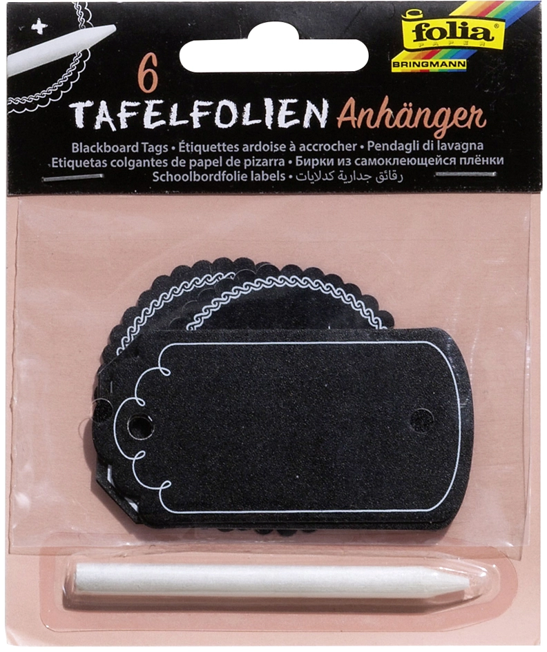 Een folia tafelfolie-anhangr inkl. specksteinstift zwart koop je bij NiceSupplies.nl