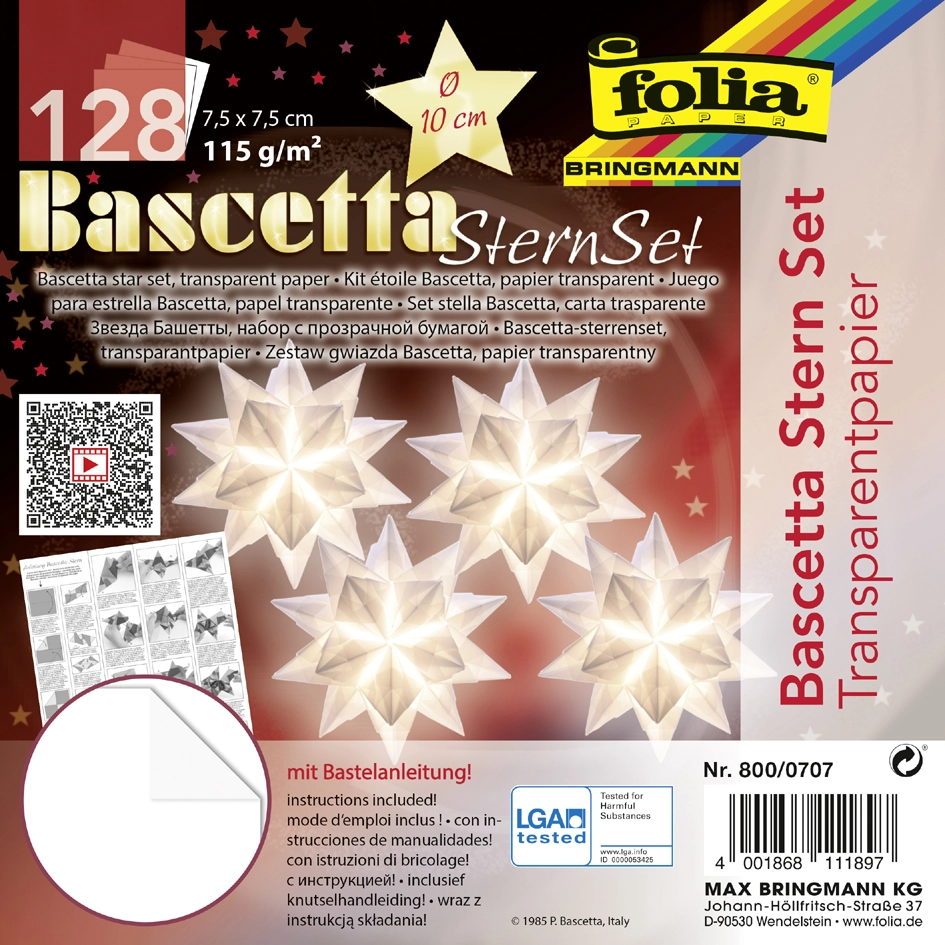 Een folia vouwblaadjes bascetta-sterren 75x75 mm pastel koop je bij NiceSupplies.nl