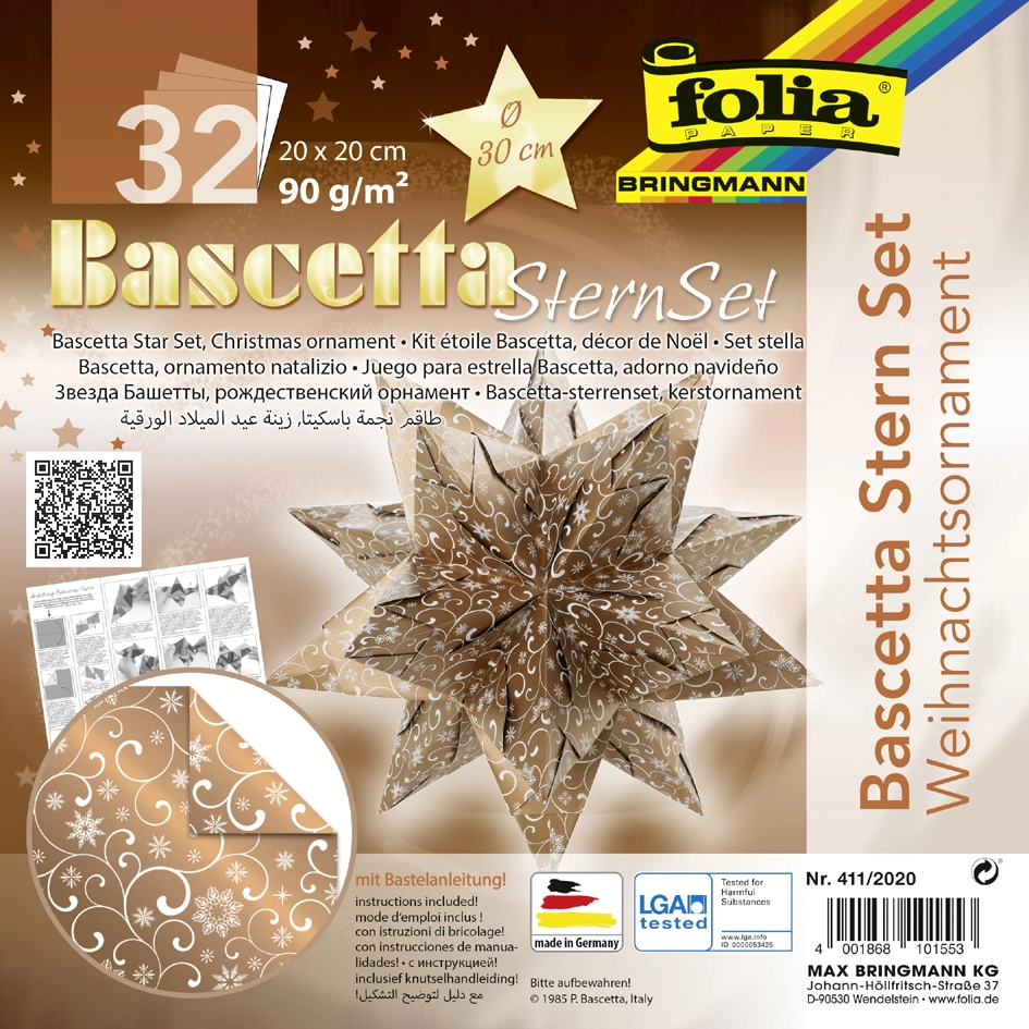 Een folia vouwblaadjes bascetta-sterren 'ornament 1' 200x200 mm koop je bij NiceSupplies.nl