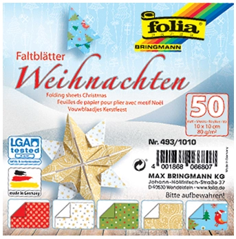 Een folia vouwblaadjes kerst 100x100mm 80gr koop je bij NiceSupplies.nl