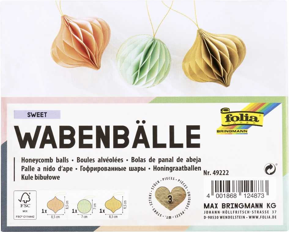 Een folia wabenbälle sweet 3 stuks set kugeln koop je bij NiceSupplies.nl