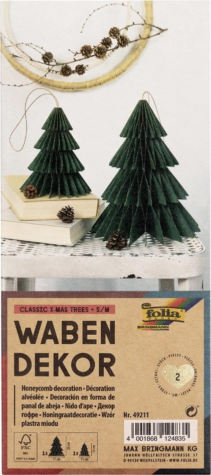 Een folia wabendekor classic xmas trees 2 stuks set formaat: s/m koop je bij NiceSupplies.nl