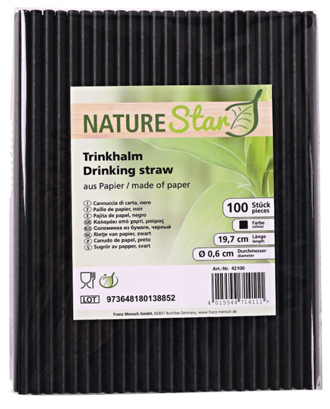 Een franz mensch papier-rietje nature star 197mm zwart koop je bij NiceSupplies.nl