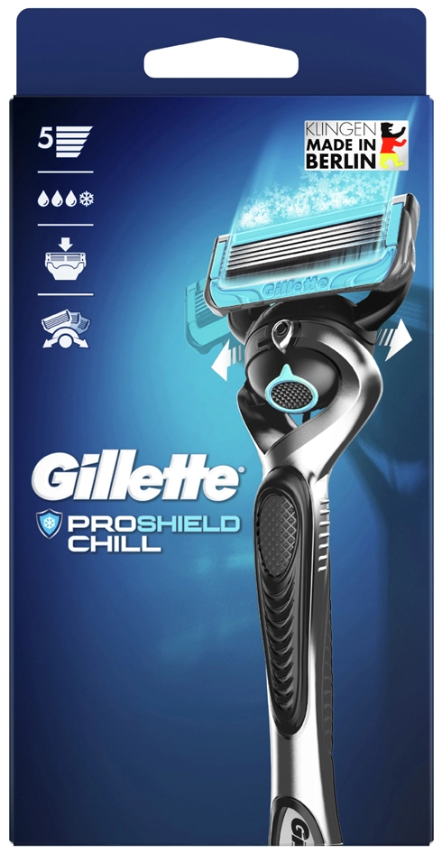 Een gillette vervanginsmesjes proshield chill 4 stuks pak koop je bij NiceSupplies.nl