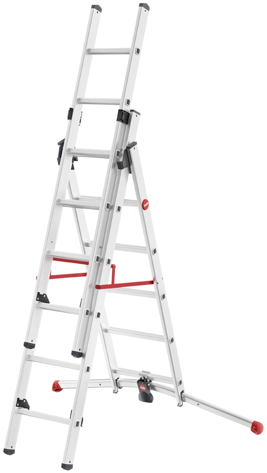 Een hailo alu-combileiter profielot s100 2x9 en 1x8 treden koop je bij NiceSupplies.nl