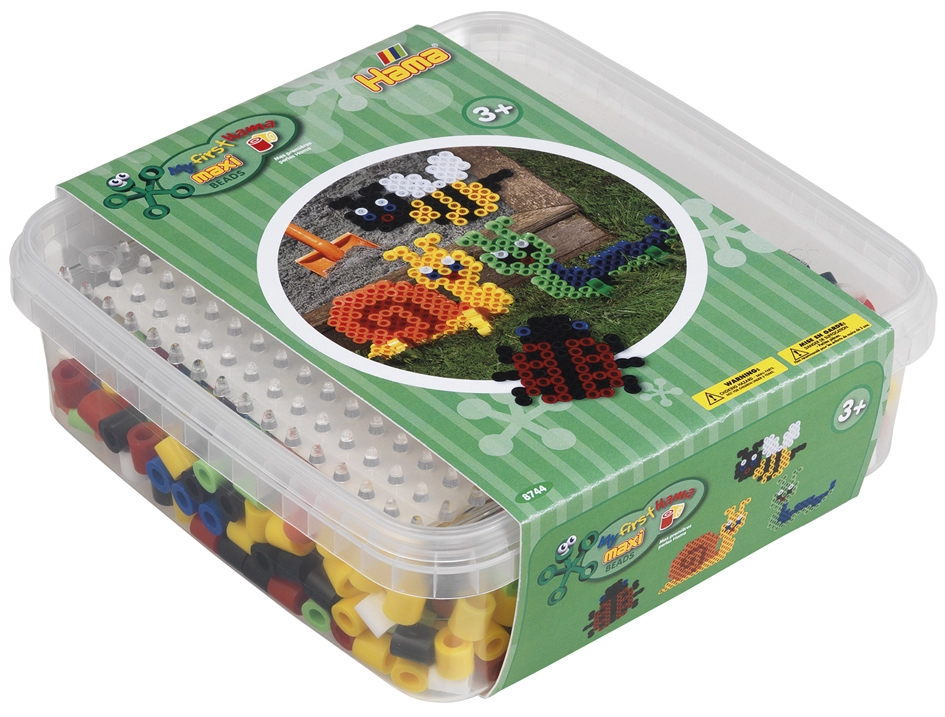 Een hama stijkkralen maxi + stiftplaat krabbeltiere in box koop je bij NiceSupplies.nl