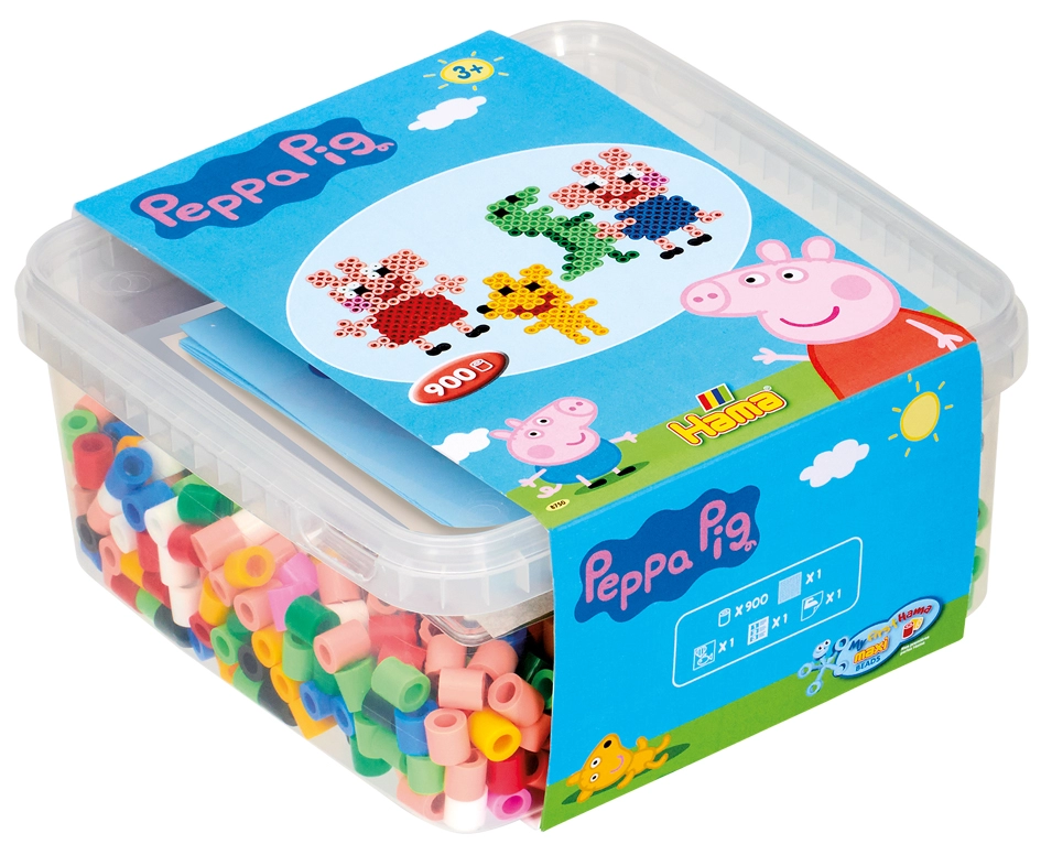 Een hama stijkkralen maxi + stiftplaat peppa wutz in box koop je bij NiceSupplies.nl