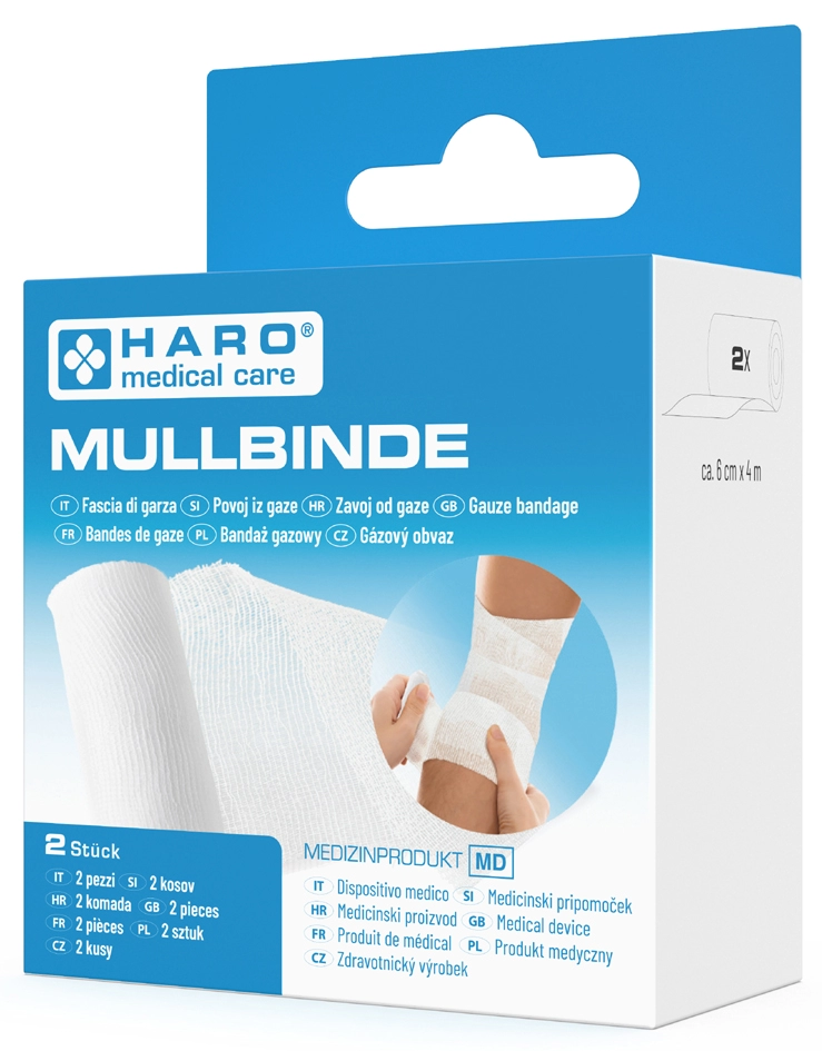 Een haro mullbinde elastisch wit 60 mmx4,0 m 2 stuks set koop je bij NiceSupplies.nl