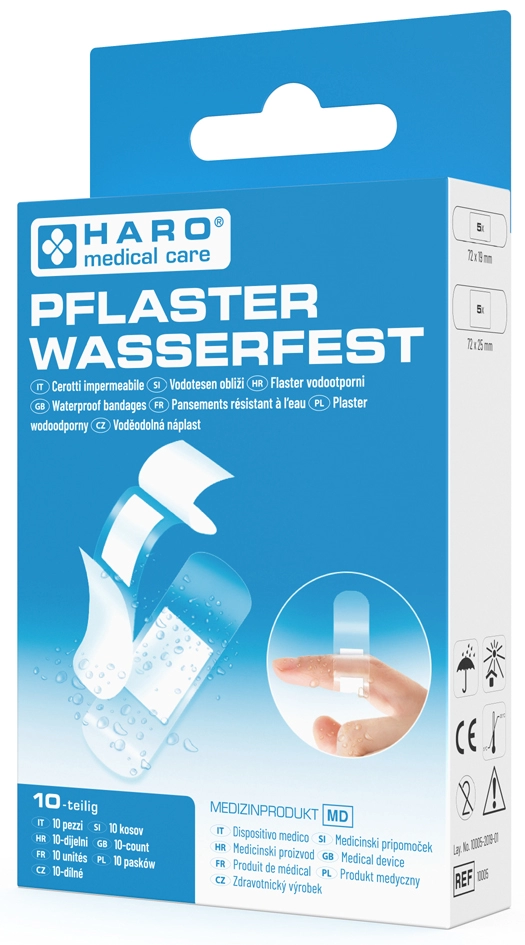 Een haro pleister-strips waterfest transparant 10 stuks pak koop je bij NiceSupplies.nl