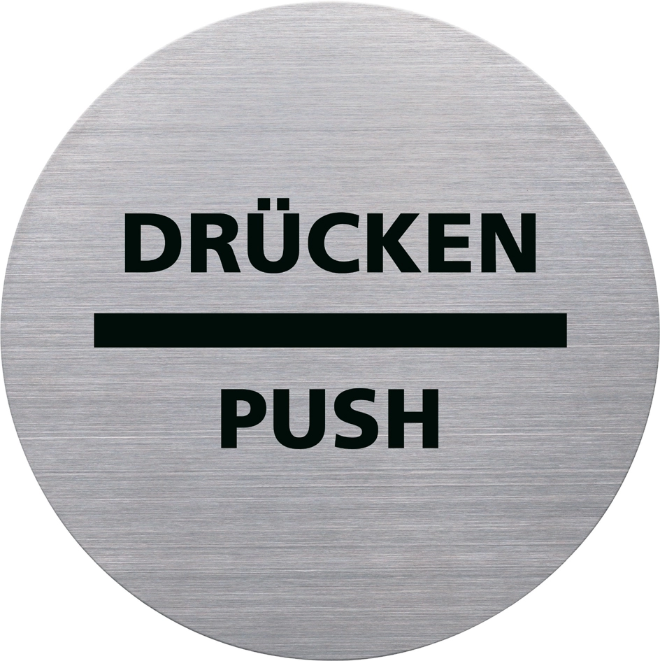 Een helit pictogram drÜcken-push diameter 115 m zilver koop je bij NiceSupplies.nl