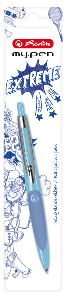 Een herlitz balpen met drukknop my pen lichtblauw/donkerblauw koop je bij NiceSupplies.nl