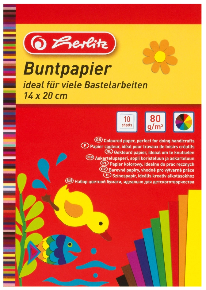 Een herlitz buntpapierblok 280x200mm inhoud 10 blad koop je bij NiceSupplies.nl