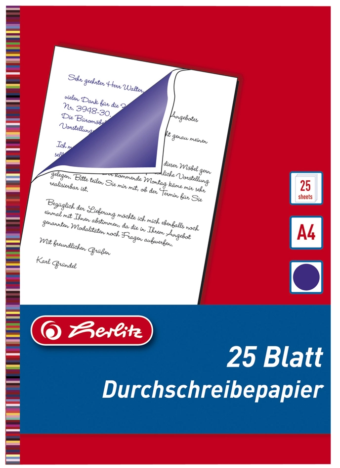 Een herlitz carbonpapier din a4 inhoud 25 blad koop je bij NiceSupplies.nl