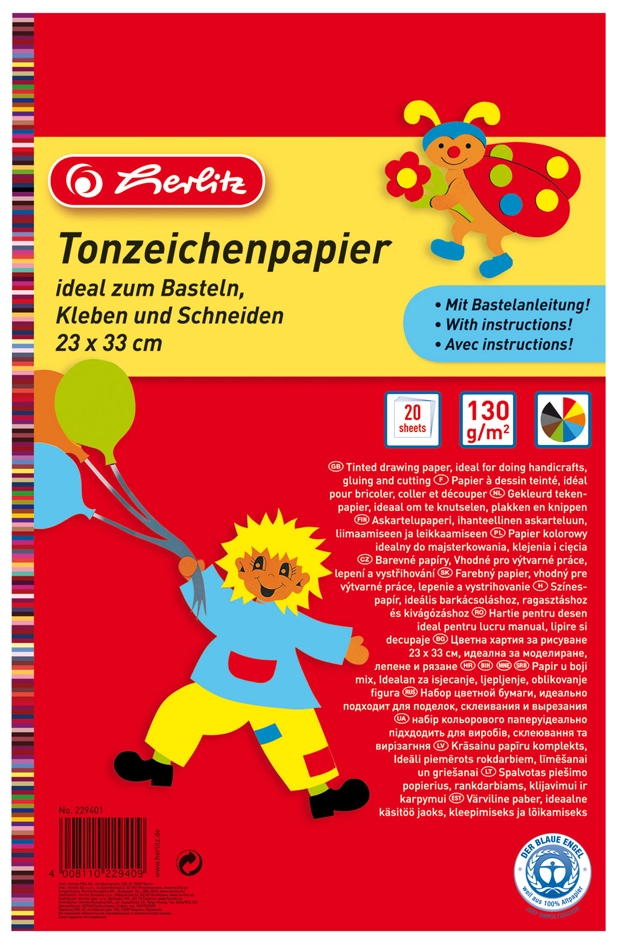 Een herlitz gekleurd papierblok 230x330mm inhoud 20 blad koop je bij NiceSupplies.nl