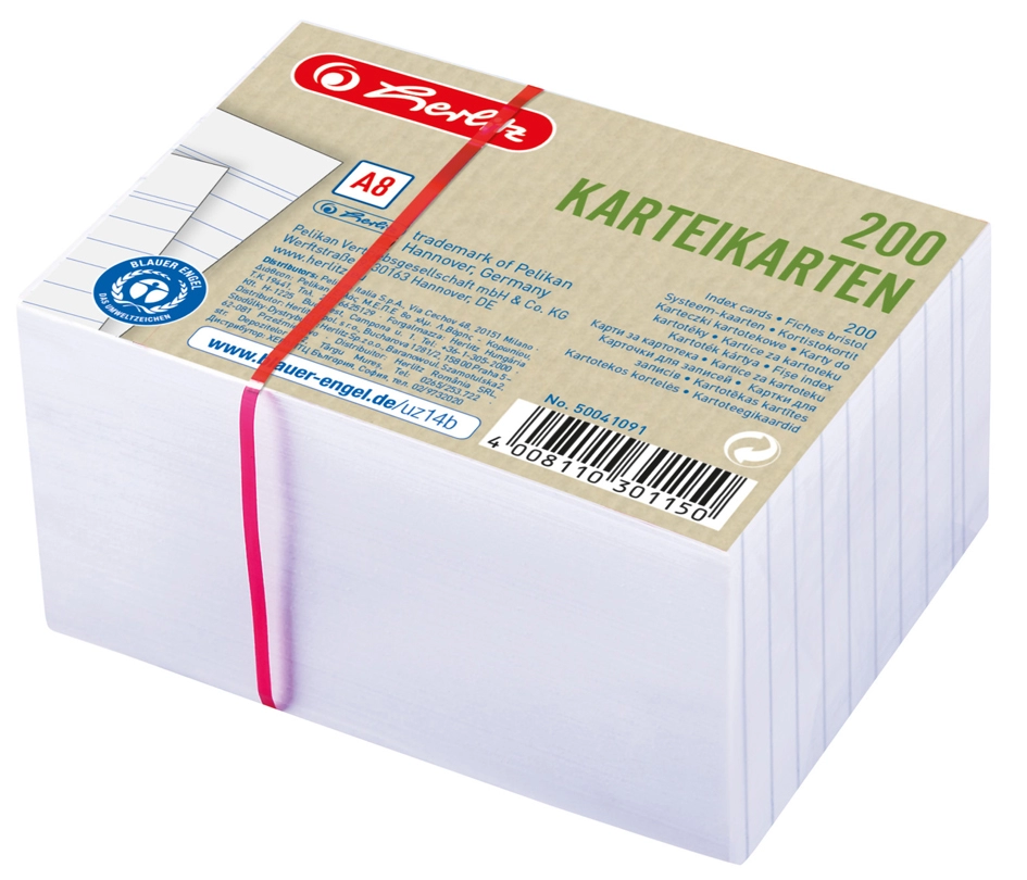 Een herlitz systeemkaarten recycling din a8 gelinieerd assorti koop je bij NiceSupplies.nl