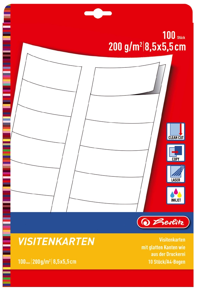 Een herlitz visitekaarten edelkarton 85x55mm 200gr koop je bij NiceSupplies.nl