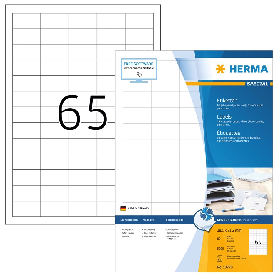 Een herma inkjet-etiketten 210x297 mm wit koop je bij NiceSupplies.nl