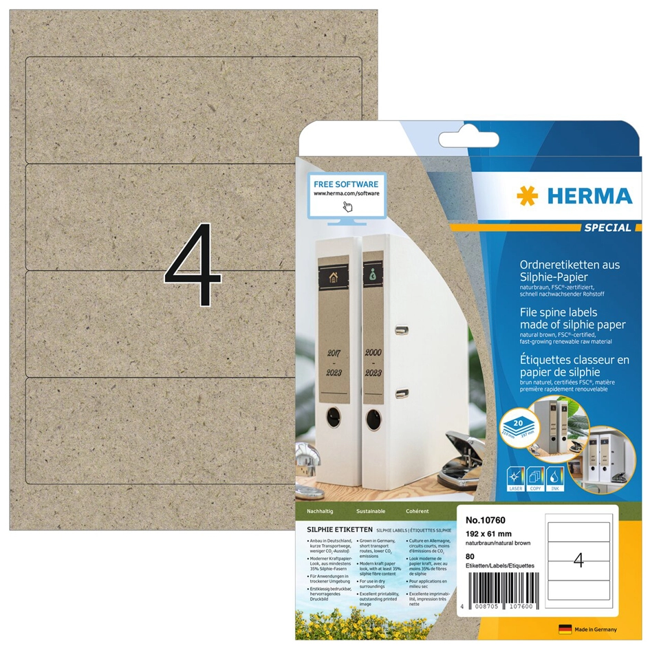 Een herma ordnerrug-etiketten silphie-papier 192x61 mm koop je bij NiceSupplies.nl