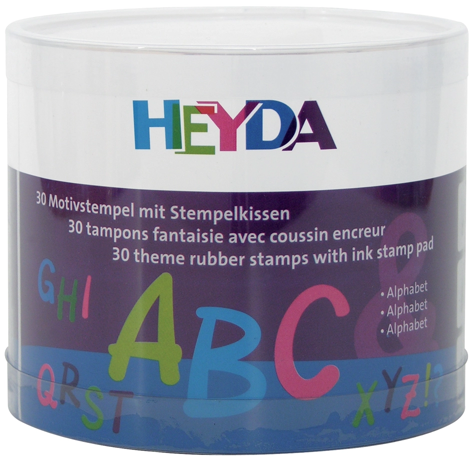 Een heyda motief stempel-set alfabet in doorzichtig doosje koop je bij NiceSupplies.nl