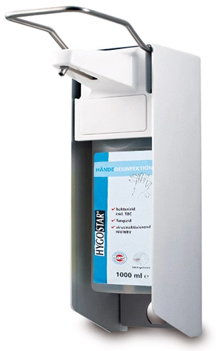 Een hygostar wanddispenser wit voor 500 ml flessen koop je bij NiceSupplies.nl