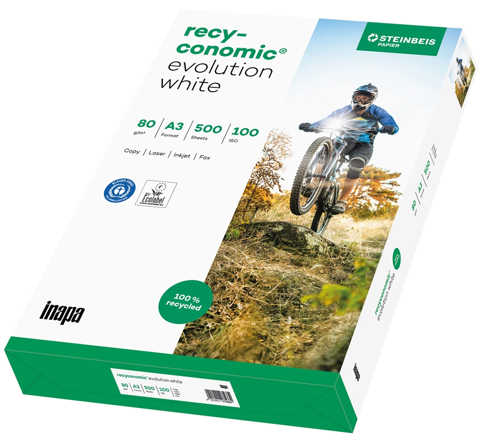 Een inapa kopieerpapier recyconomic evolution white a3 koop je bij NiceSupplies.nl