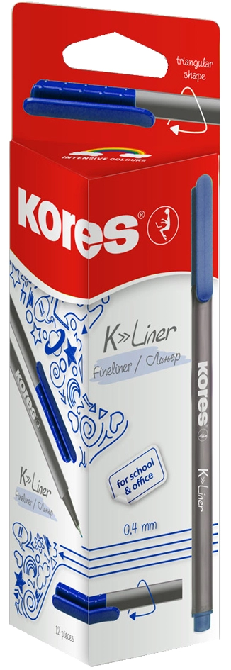 Een kores fijnschrijver k-liner schrijfbreedte 0 4mm blauw koop je bij NiceSupplies.nl