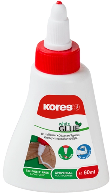 Een kores knutsel lijm whiteglue oplosmiddelvrij 60 ml koop je bij NiceSupplies.nl