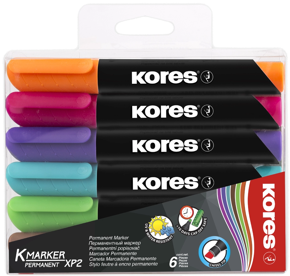 Een kores permanent-marker k marker beitelpunt 6 stuks etui koop je bij NiceSupplies.nl