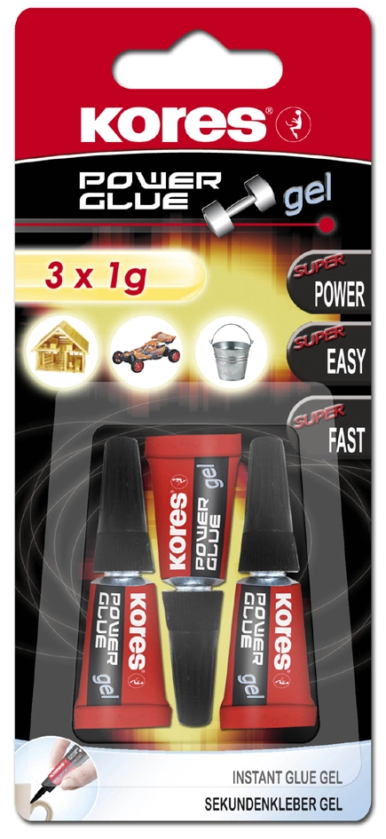 Een kores secondelijm powerglue gel 3x1gr blisterkaart koop je bij NiceSupplies.nl