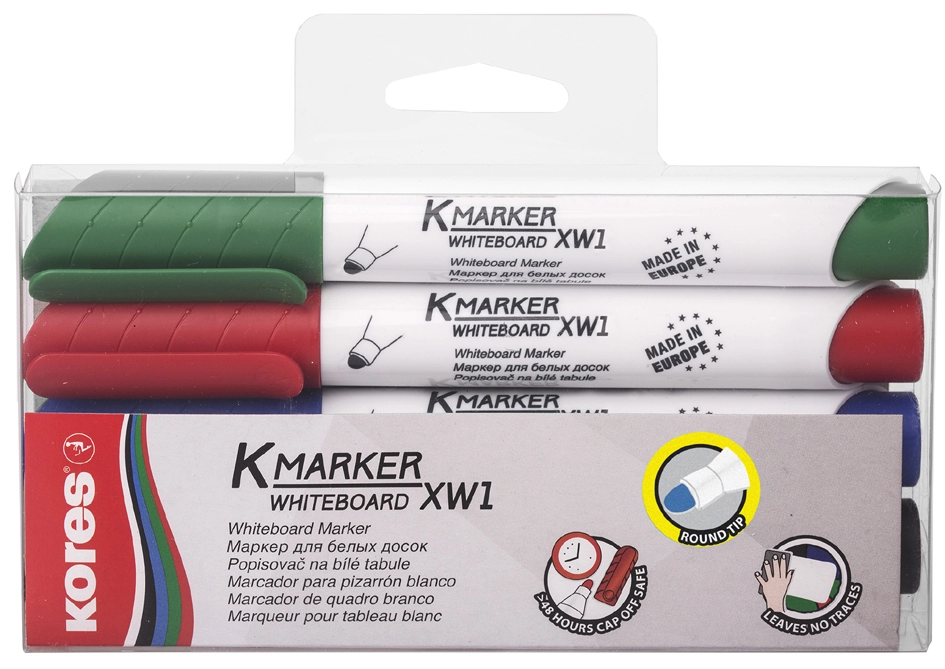 Een kores whiteboard-en flipover-marker k marker 4 stuks etui koop je bij NiceSupplies.nl