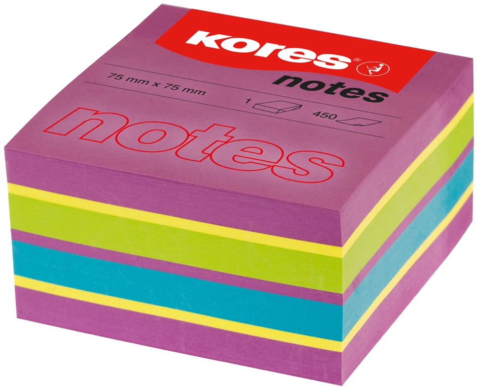 Een kores zelfklevende memoblaadjes blok 50x50mm neonkleur 5-gekleurd koop je bij NiceSupplies.nl